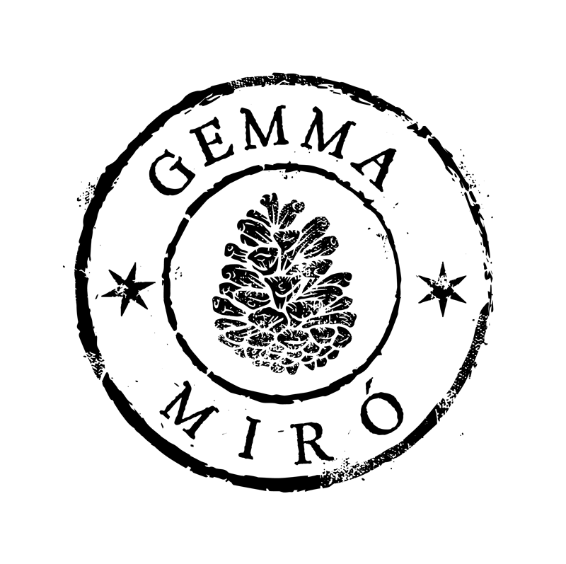 Logotip a negre rodó de Gemma Miró.